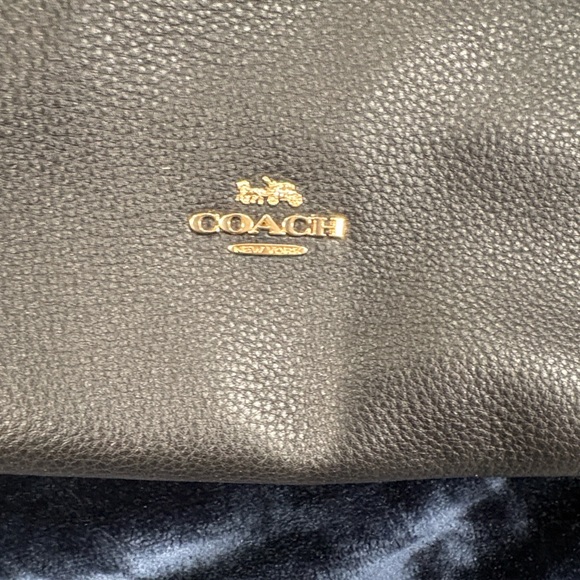 Coach Black Pebbled Leather Tote with Gold Accents - Picture 2 of 9